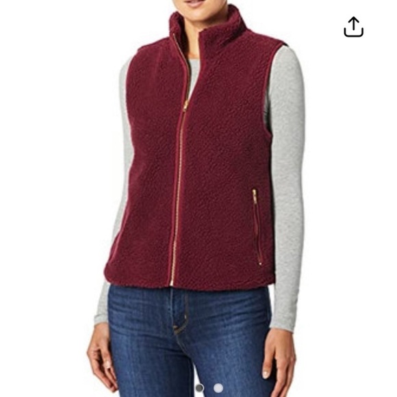 J.Crew Mercantile Burgundy Fleece Sherpa Vest - Picture 1 of 8